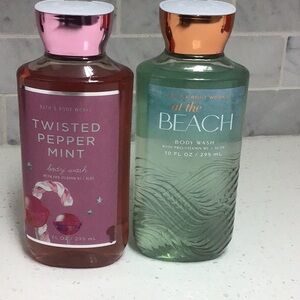 Bath and Body Works-(2)  Body Wash - Twisted Peppermint, At The Beach